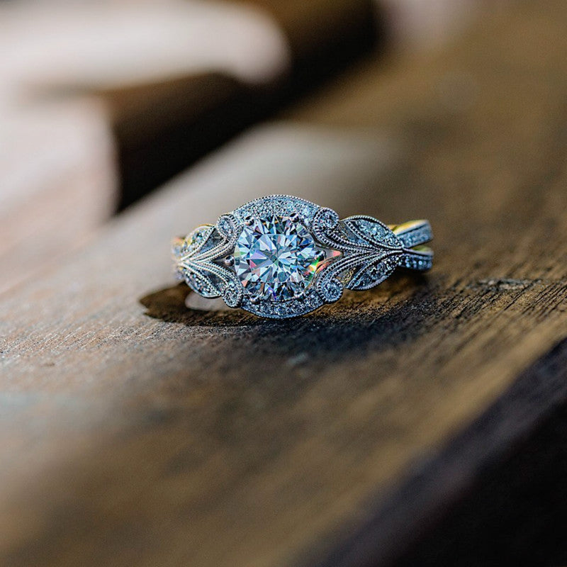 Women Tree Leaf Diamond Ring