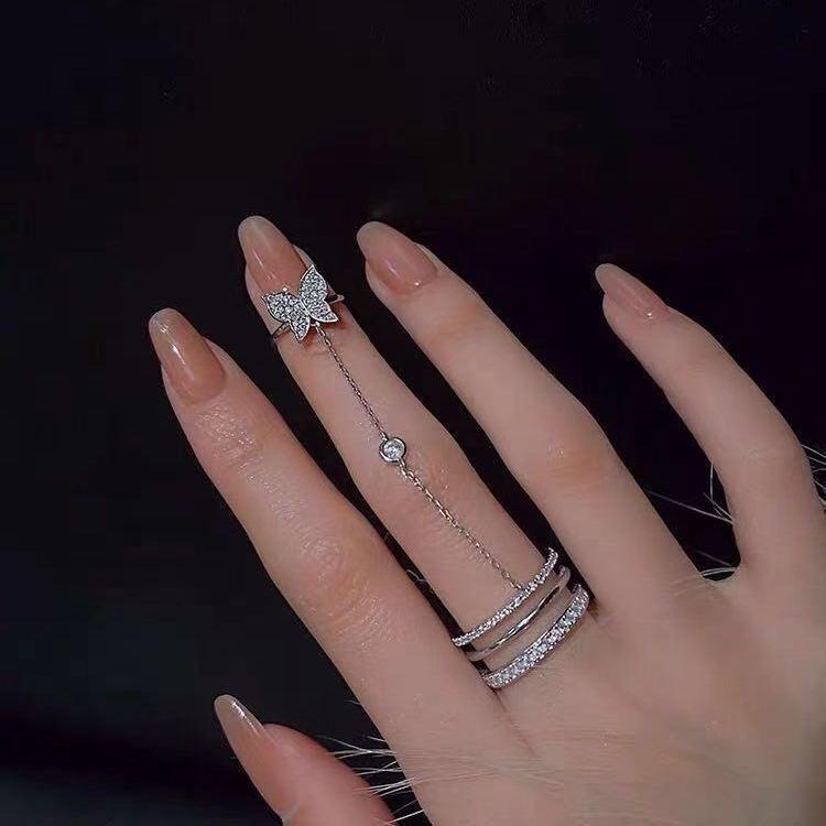 Women's Butterfly Tassel Finger Ring