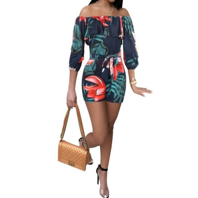 Women Sexy Floral Print Short Jumpsuit - Beauty and Trends 