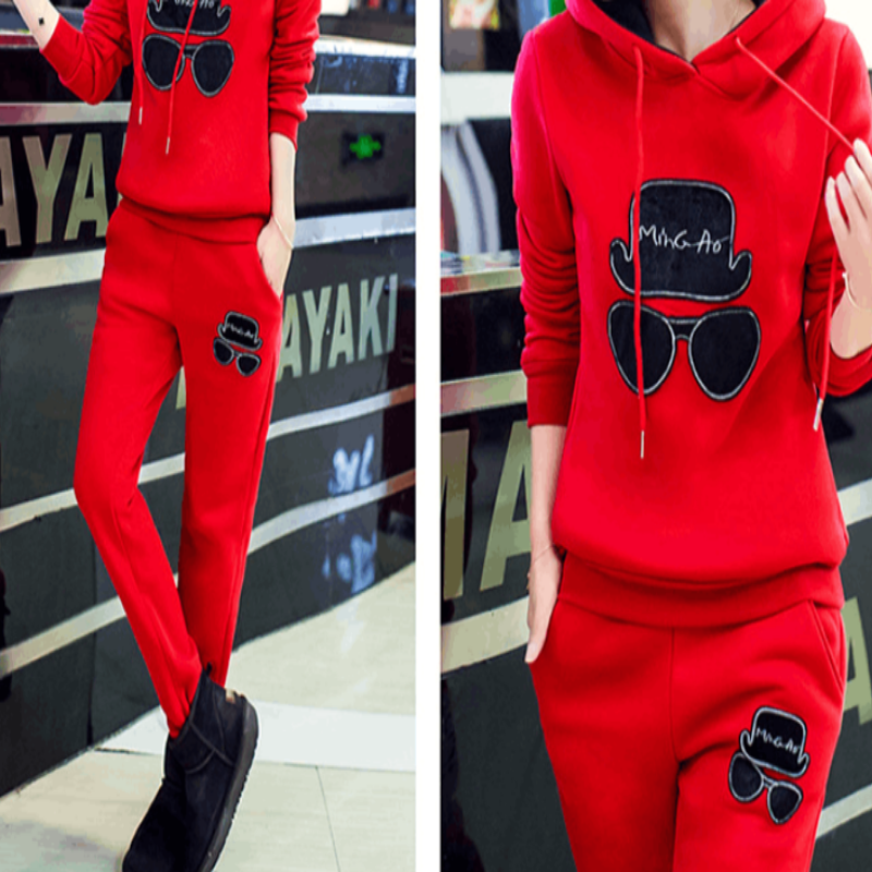 Ladies Hooded Long-Sleeved Sweater Suit - Beauty and Trends 