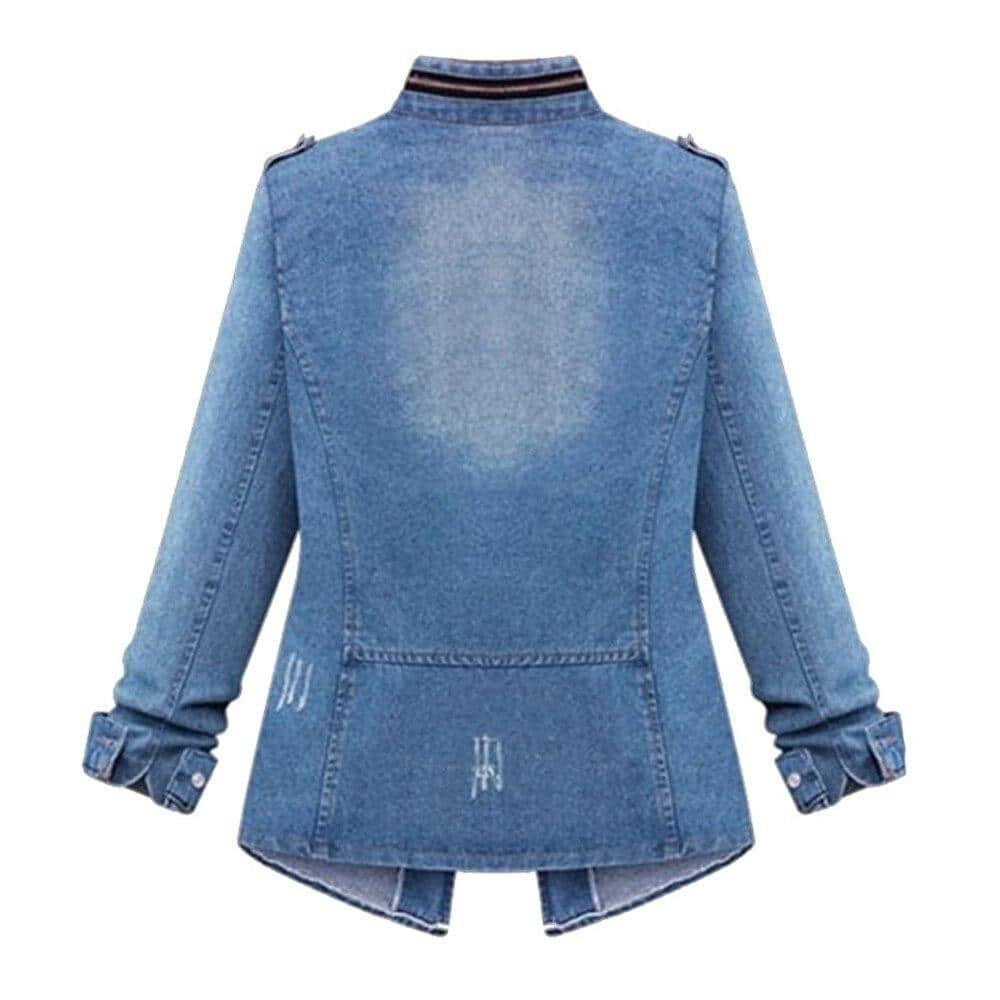 Ladies Plus Size Casual Jeans Jacket - Beauty and Trends 