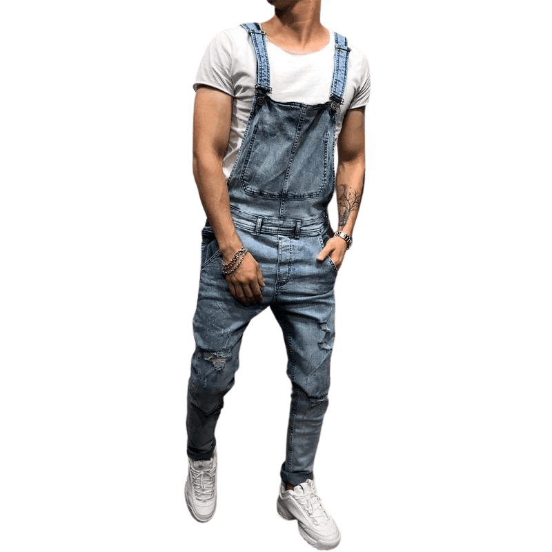 Men's Denim Ripped Jeans Jumpsuits - Beauty and Trends 