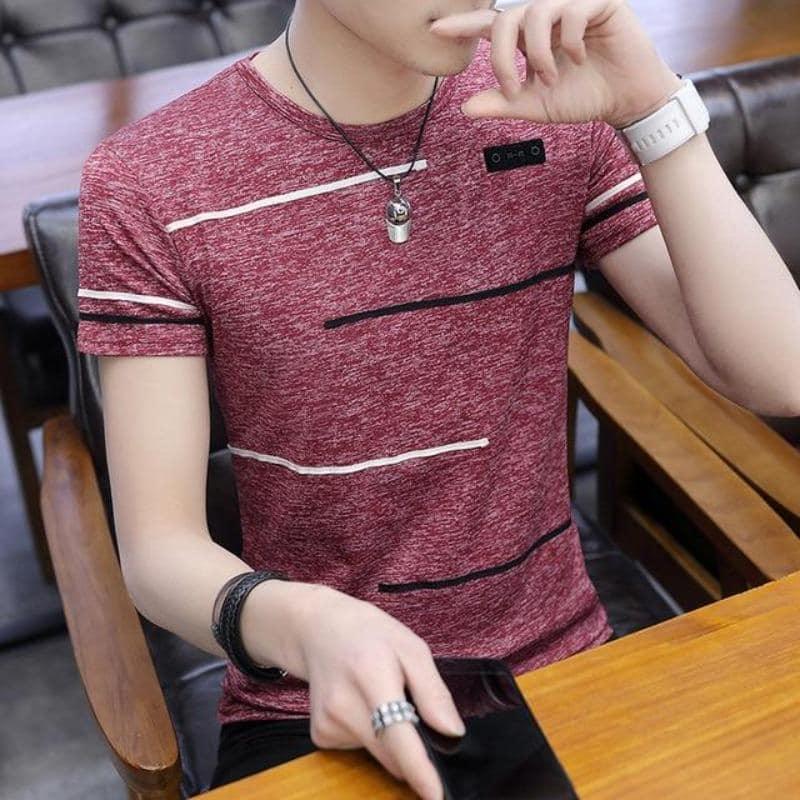 Men's Short Striped Sleeve Tee - Beauty and Trends 