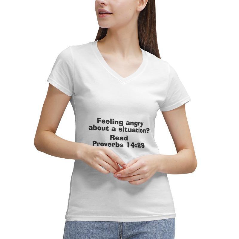 Stay Calm Ladies V‑Neck T‑shirt - Designs by B&T - Beauty and Trends 